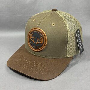 Kamel Snapback Cap Hat Brown Trucker Western Outdoor Hunting Leather Patch Mens